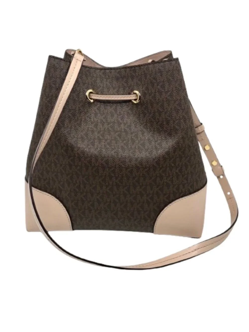 MICHAEL KORS~Mercer Gallery Med Convertible Bucket Shoulder Brown/Beige NEAR NEW